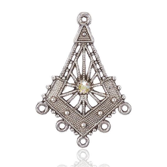 Alliage lustre liens de composants, avec le cristal ab strass, losange