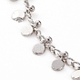 Brass Flat Round Charm Anklets for Women Girls, with Curb Chains
