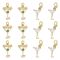 12Pcs 2 Styles Brass Pave Cubic Zirconia Pendants, Drink Charms, with Jump Ring, Rack Plating, Long-Lasting Plated, Cadmium Free & Lead Free, Real 18K Gold Plated