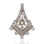 Alliage lustre liens de composants, avec le cristal ab strass, losange