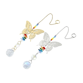 2 piezas 2 colores 201 atrapasol colgante de cristal arcoíris y forma de mariposa de acero inoxidable