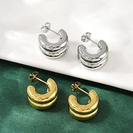 304 серьги-гвоздики из нержавеющей стали c-образной формы, ионное покрытие (ip)