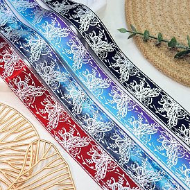 Butterfly Pattern Polyester Ribbons, for DIY Handmade Craft, Hair Bowknots and Gift Decoration