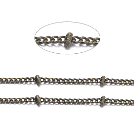 Brass Curb Chains, Satellite Chains, Soldered, with Spool, Cadmium Free & Lead Free