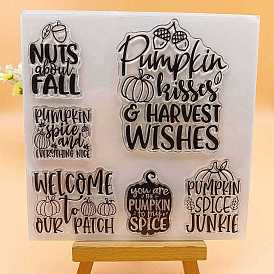 Word & Pumpkin Silicone Stamps, for DIY Scrapbooking, Photo Album Decorative, Cards Making, Stamp Sheets