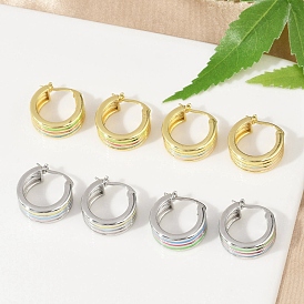 Полосатые латунные эмалевые серьги-кольца, долговечный, без кадмия и без свинца, стойки покрытие