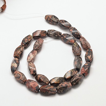 Natural Leopardskin Twist Beads Strands, 16x8mm, Hole: 1mm, about 25pcs/strand, 15.7 inch