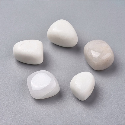 Natural White Jade Beads, Healing Stones, for Energy Balancing Meditation Therapy, Tumbled Stone, Vase Filler Gems, No Hole/Undrilled, Nuggets