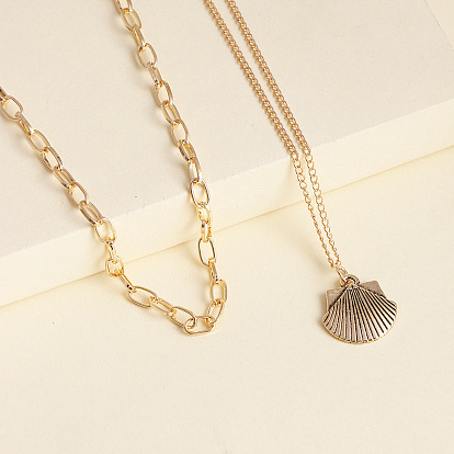 Fashionable and Minimalist Multi-layered Seashell Necklace Set for Women