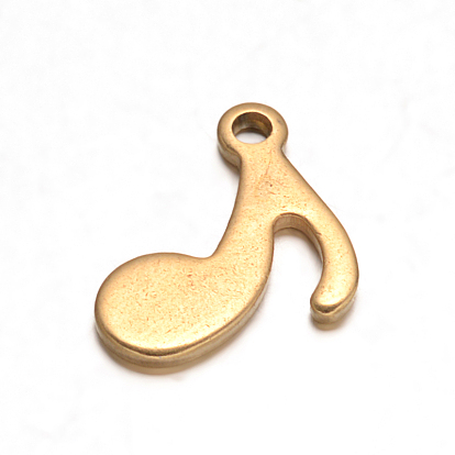 304 Stainless Steel Musical Note Charms Ion Plating(IP), 12x8x1mm, Hole: 1.2mm