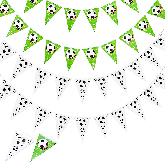 6pcs 2 banderines de papel con temática de fútbol de colores, para fiesta de cumpleaños, celebración del festival, triángulo