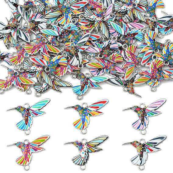 60 шт. 6 подвески из алюминиевого сплава с цветной печатью, Ссылки птиц, платина