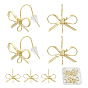 40Pcs Bowknot Shape Brass Earring Hooks, Bowknot Ear Wire, with Vertical Loops, 50Pcs Plastic Ear Nuts