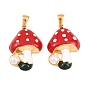 304 нержавеющей стальной эмали подвески, с пластиковой имитационной жемчужиной, грибные прелести