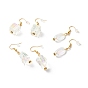 Brass Dangle Earrings, with Transparent Acrylic Beads, Mixed Shape
