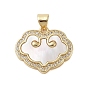 Brass Micro Pave Clear Cubic Zirconia Pendants, with Shell, Cadmium Free & Lead Free, Cloud
