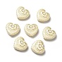 Plating Acrylic Beads, Golden Metal Enlaced, Heart with Flower Pattern