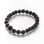 Natural Gemstone Beads Stretch Bracelets, with 304 Stainless Steel Bead Spacers