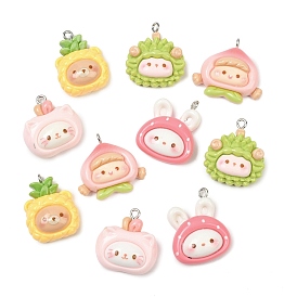 Подвески из непрозрачной смолы с фруктовой тематикой, с платиново-железными петлями, разнообразные