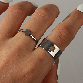 European and American Fashion Star Ring - Simple and Stylish Metal Hand Jewelry for Women.