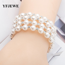 Multi-layered Crystal and Diamond Snowflake Pearl Bracelet Jewelry