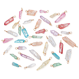 36 шт. 9 цвета подвески из натурального кварцевого кристалла, обвитого медной проволокой, самородки, золотые