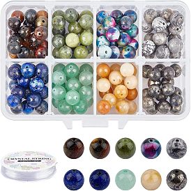 Комплекты ювелирных украшений, с бусинами из натуральных драгоценных камней и эластичной хрустальной нитью, круглые