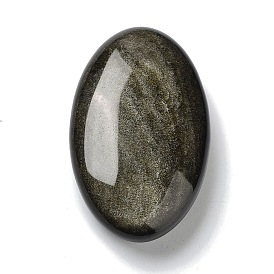 Natural Silver Obsidian Healing Oval Figurines, Reiki Energy Stone Display Decorations