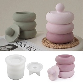 Candle Jar Molds, Silicone Concrete Molds for Candle Holder with Lids, Candles Resin Mould, Epoxy Resin Casting Molds