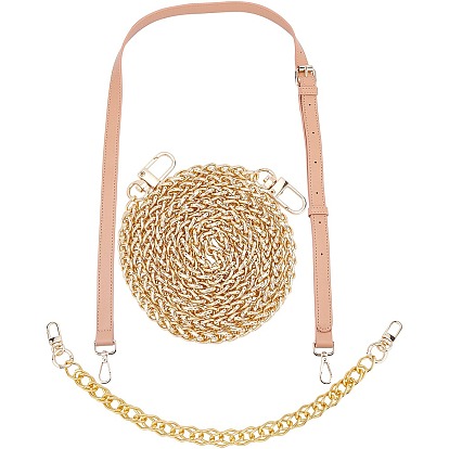 3Pcs 3Styles Bag Strap Chains, Wallet Chains and PU Leather Bag Strap, Bag Replacement Accessories