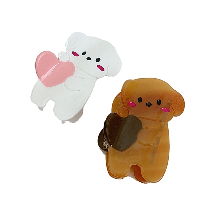 Заколки для волос с когтями из ацетата целлюлозы (смола), милая заколка для волос в виде щенка с сердцем, форма собаки, украсить волосы
