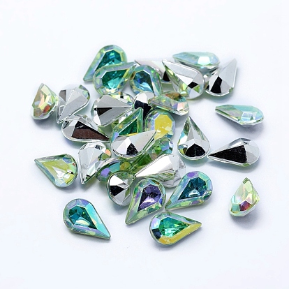 Акриловый горный хрусталь заостренный назад назад назад кабошоны, граненые, капля, AB цвет