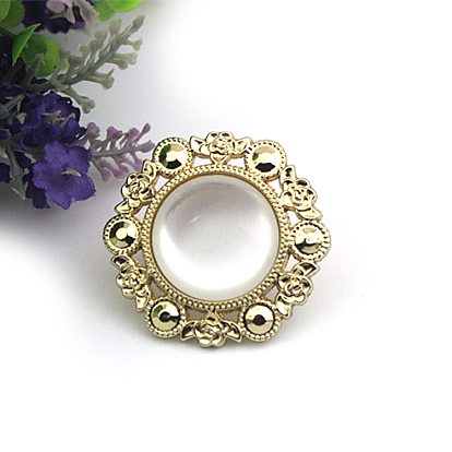 Alloy Decorative Buckles, with Plastic Cabochon, Flower