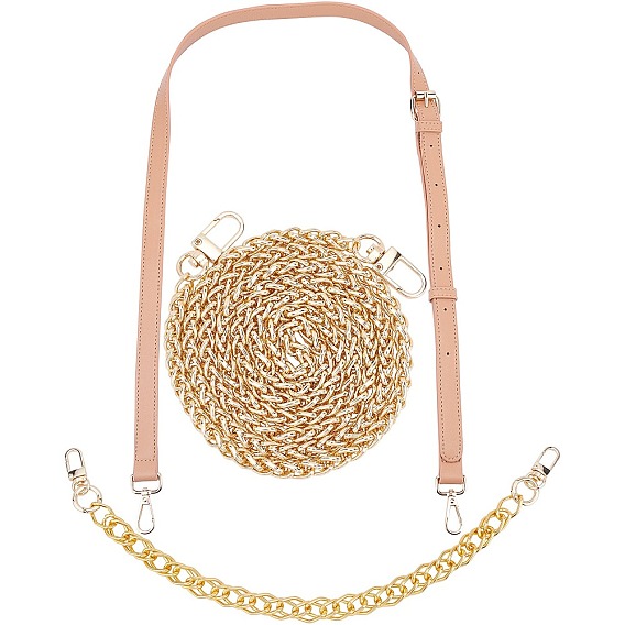 3Pcs 3Styles Bag Strap Chains, Wallet Chains and PU Leather Bag Strap, Bag Replacement Accessories