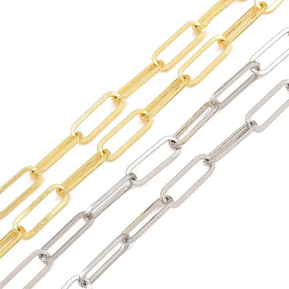 Brass Paperclip Chains, Soldered, with Spool, Long-Lasting Plated, Rack Plating, Lead Free & Cadmium Free