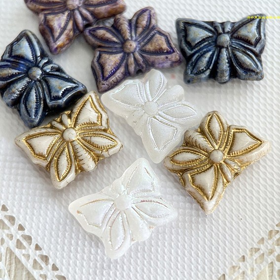Opaque Czech Glass Beads, Butterfly