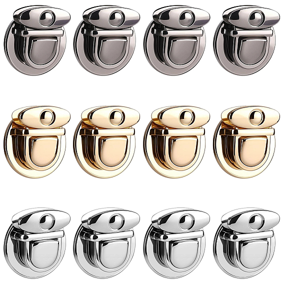 12шт. 3 цвета сплав застежки-пряжки для сумок, замки для большого пальца кошелька, для аксессуаров для замены сумок