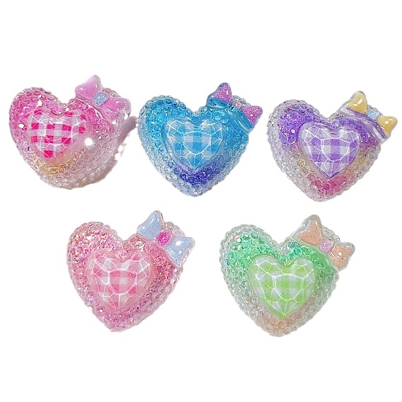 Кабошоны из смолы градиентного цвета, с блеском порошок, сердце