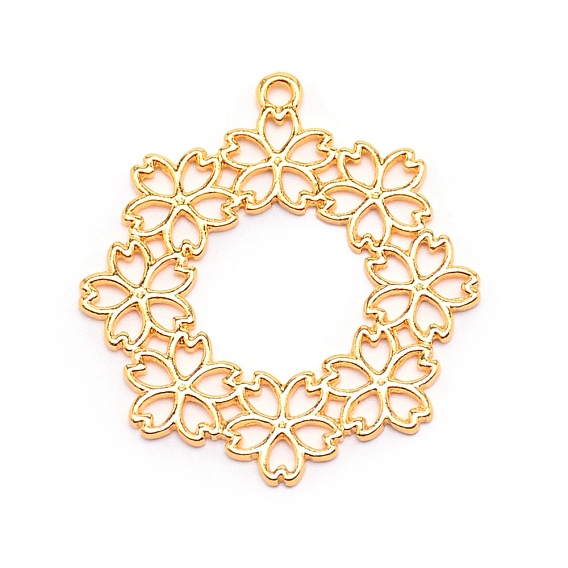 Alloy Open Back Bezel Pendants, for DIY UV Resin, Epoxy Resin, Pressed Flower Jewelry, Flower