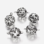 Round with Flower Tibetan Style Alloy Links Connectors, 31x20mm, Hole: 3mm