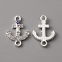 Alloy Enamel Evil Eye Connector Charms, with Crystal Rhinestones, Silver, Anchor
