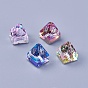 Flat Back K9 Glass Rhinestone Charms, Back Plated, Pyramid, Faceted