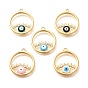 Латунные микро проложить кубического циркония подвески, с эмалью, без кадмия, без никеля и без свинца, плоский круглый с подвесками для глаз