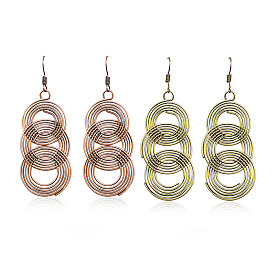Bohemian Vintage Multi-Layered Circle Pendant Earrings with Exaggerated Hoops