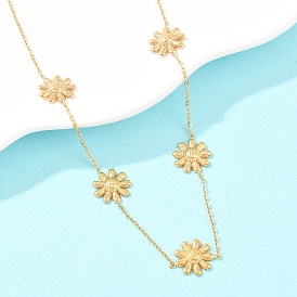 304 Колье и серьги-гвоздики из нержавеющей стали с цепочками в виде цветочных звеньев, ионное покрытие (ip)