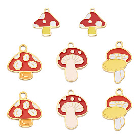 8 шт. 4 стили 304 эмалевые подвески из нержавеющей стали, грибное очарование, ионное покрытие (ip), золотые