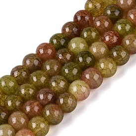 Нити из окрашенных стеклянных бусин с эффектом омбре и эффектом кракелюра, имитация драгоценных камней, круглые