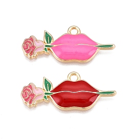 Стойки обшивки сплава эмали подвески, без кадмия, без никеля и без свинца, золотой свет, губы с розовым шармом