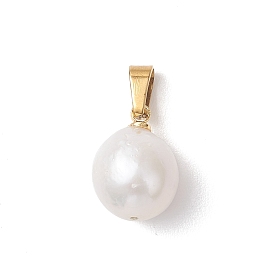 Pendentifs perle keshi perle baroque naturelle, charmes ovales, avec 304 mousqueton en acier inoxydable sur les balles