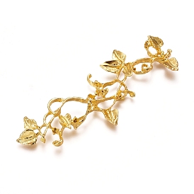 Electroplated Alloy Rhinestone Settings, Branch, Real 18K Gold Plated